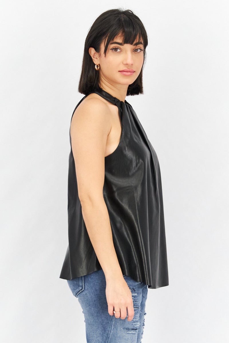 joie Women Mock Neck Sleeveless Plain Top, Black - Image 2