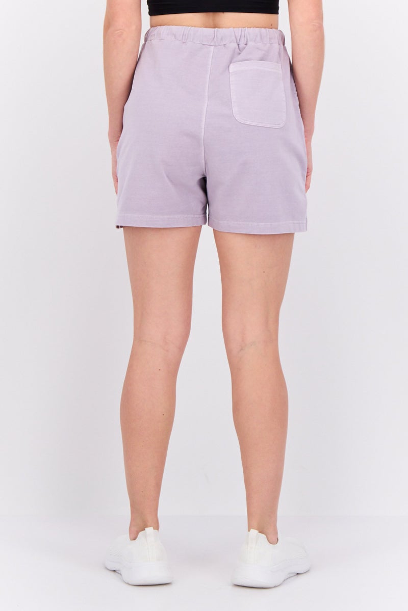 Lyle & Scott Women Brand Logo Basic Shorts, Purple Skies - Image 3