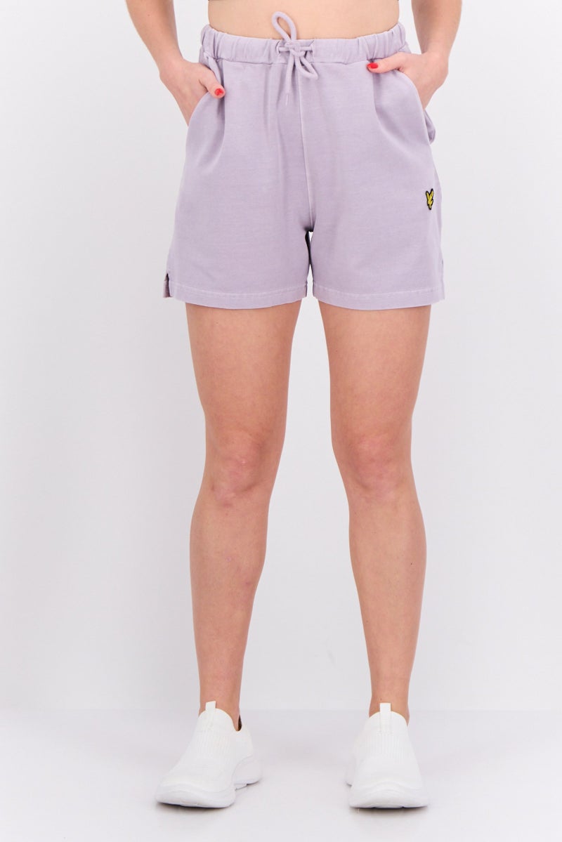 Lyle & Scott Women Brand Logo Basic Shorts, Purple Skies - Image 1