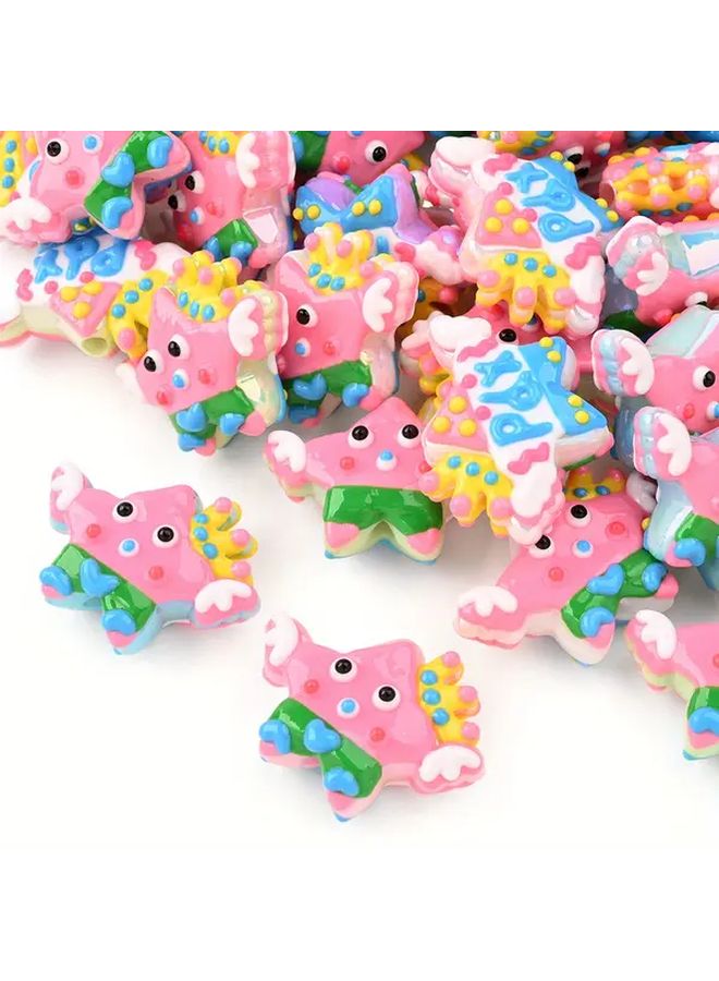 Winged Crown Star Beads Random Color Mixing For DIY Crafts Keychains Decor - Image 3
