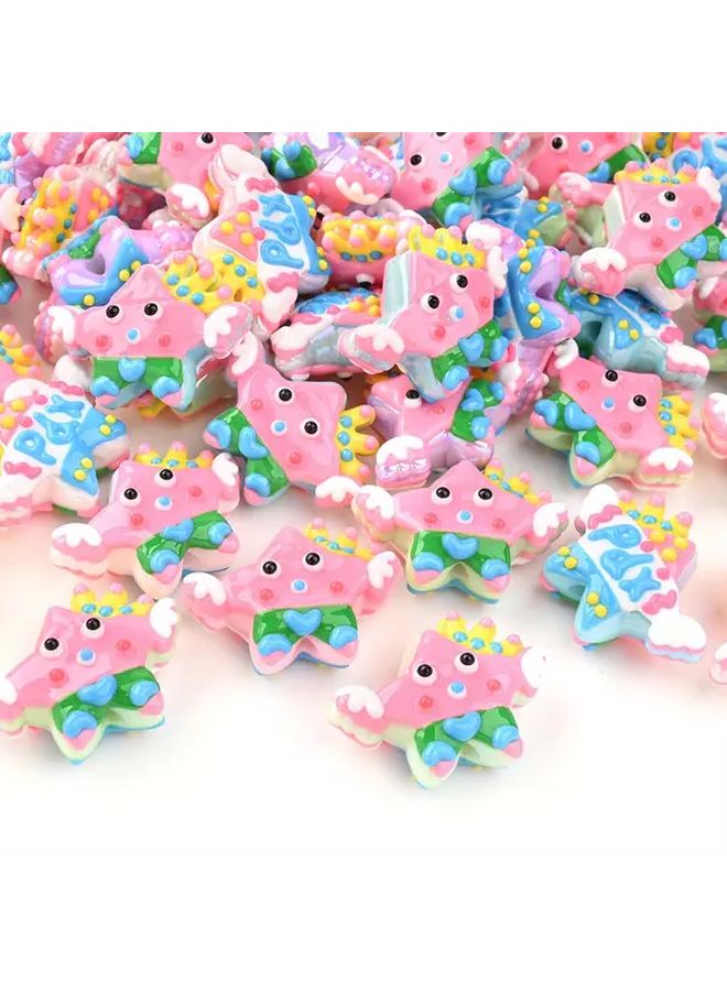 Winged Crown Star Beads Random Color Mixing For DIY Crafts Keychains Decor - Image 1