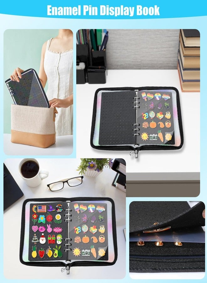 QCCTPUU 6 Pages Enamel Pin Display Book for Collectors - Portable Pin Trading Binder with Clear Protective Pages, Large Capacity Brooch Pin Collection Organizer, Travel-Friendly Gift for Pin Collectors - Image 2
