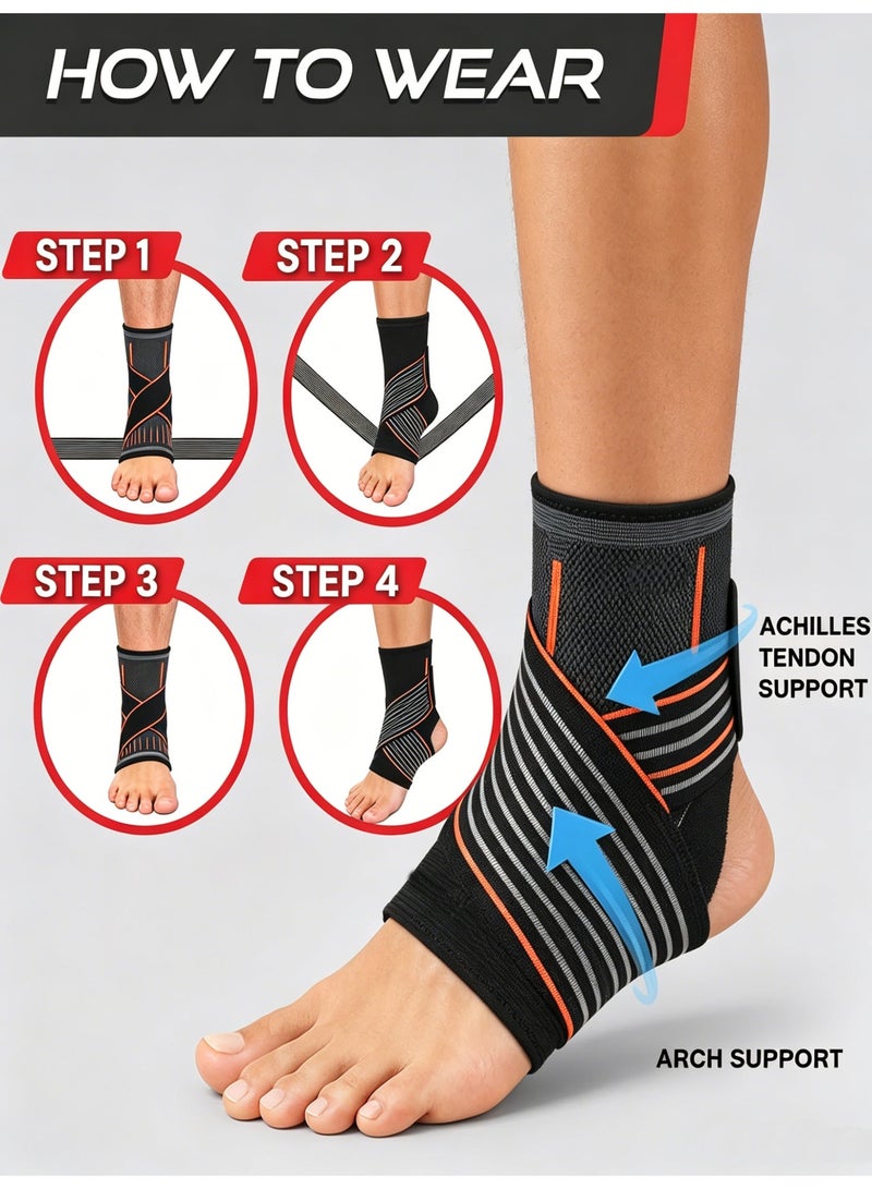 VBOSI Ankle Support Brace, Adjustable Compression Ankle Brace with Dual Elastic Straps, Breathable 3D Knit Sports Support for Running, Basketball, Football, Gym, Achilles Tendon & Plantar Fasciitis - Image 4