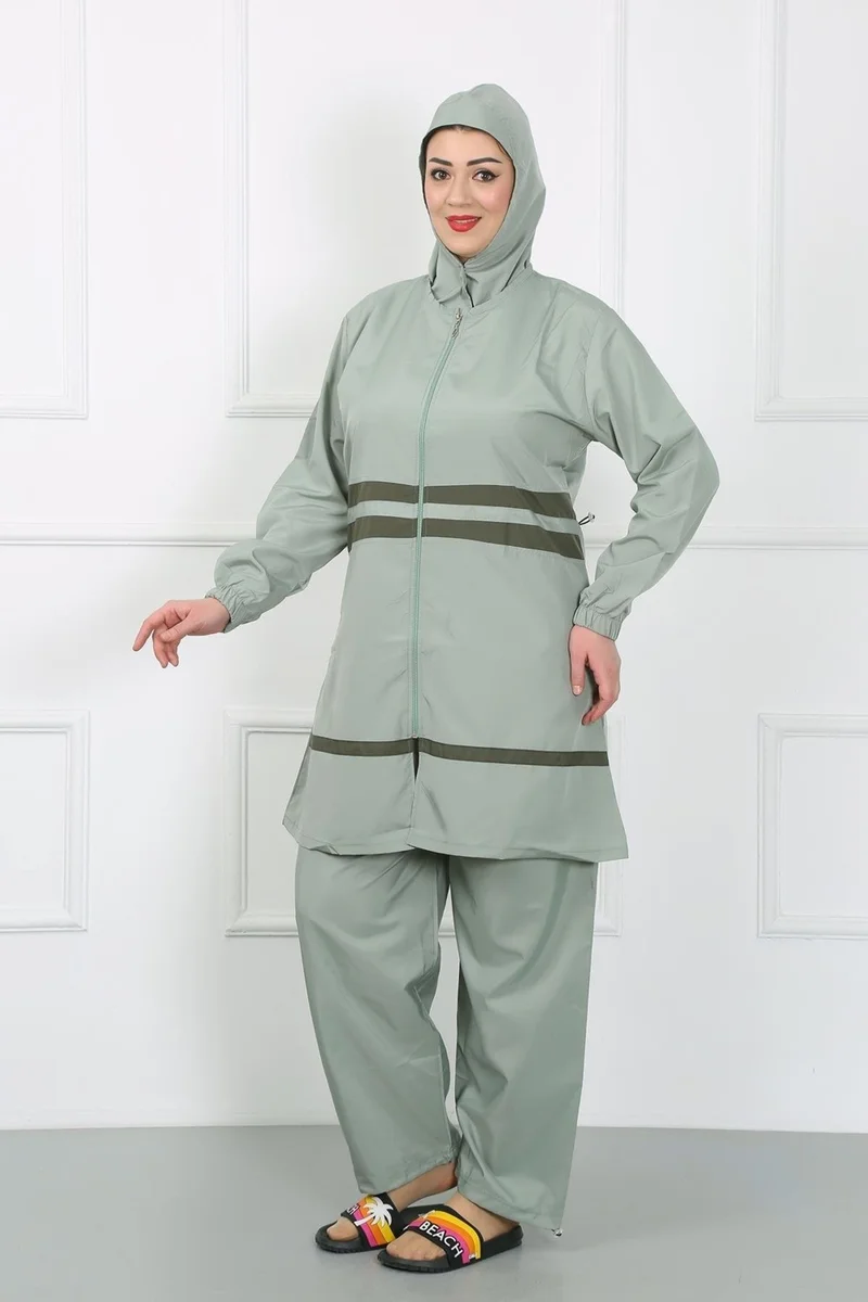 اكبينيز Plus Size Hijab Swimsuit Water Green 44020