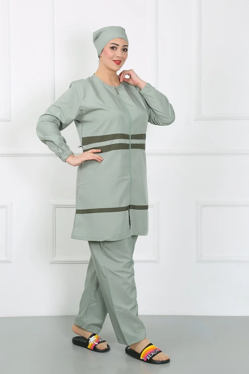 اكبينيز Plus Size Hijab Swimsuit Water Green 44020