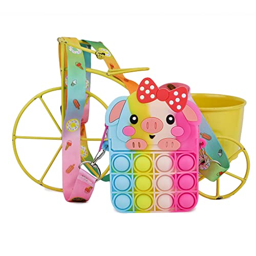 Funny Teddy Pop It Bag for Girls, Stylish Fidget Toy, Rainbow Shoulder Sling Bag, Pop It Sensory Silicone Purse, Backpack Toys, & Stress Relief Pouch (Random Animals) - Image 4