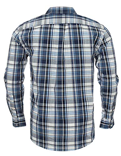Double Pump Western Shirts for Men with Snap Buttons Regular Fit Plaid Mens Long Sleeve Shirts Casual,Blue White 009, X-Large - Image 2