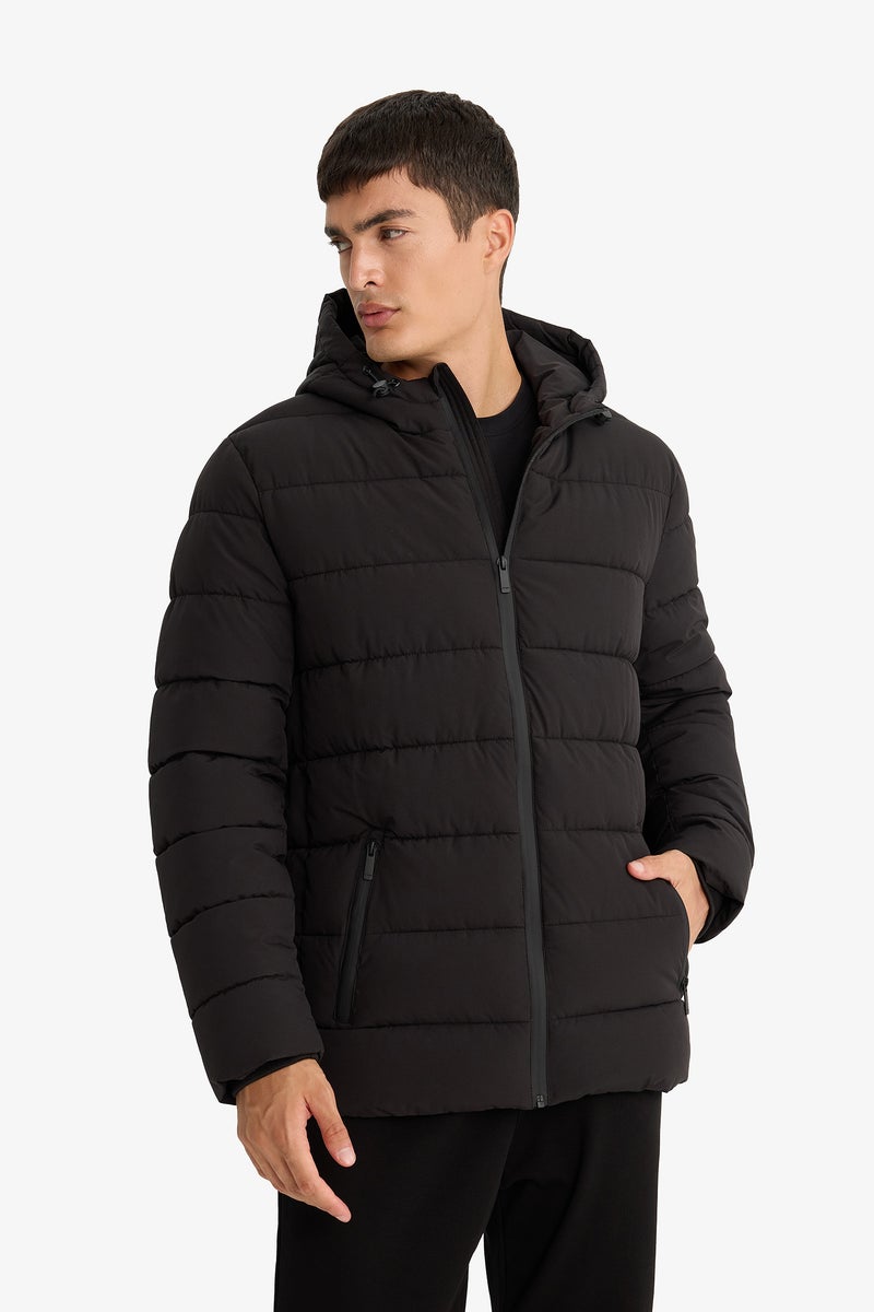 DeFacto Black Man Slim Fit Lined Puffer Jacket Casual - Image 4