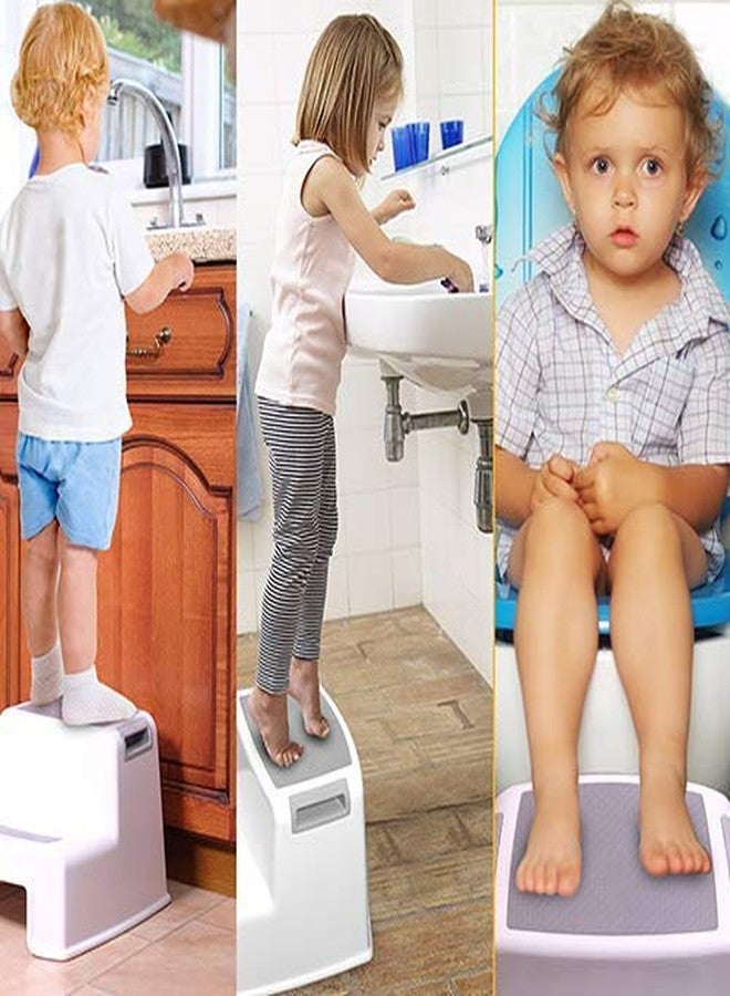 Sisliya 2-Step Anti-Slip Toddler Stool, Thicken Kids Stool, Slip Resistant Soft Grip for Toilet Potty Training, Bathroom & Kitchen, Gray and White, Plastic, Modern Style - Image 4