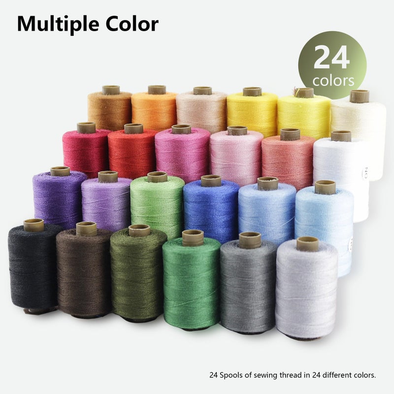 SHRJ 24Pcs Sewing Thread Spools Set 1000 Yards Per Spool Mixed Cotton Threads for DIY Sewing Machine, Embroidery Machine, Hand Sewing, 24 Colors - Image 3