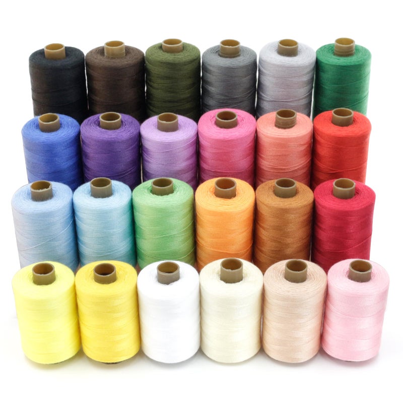 SHRJ 24Pcs Sewing Thread Spools Set 1000 Yards Per Spool Mixed Cotton Threads for DIY Sewing Machine, Embroidery Machine, Hand Sewing, 24 Colors - Image 1