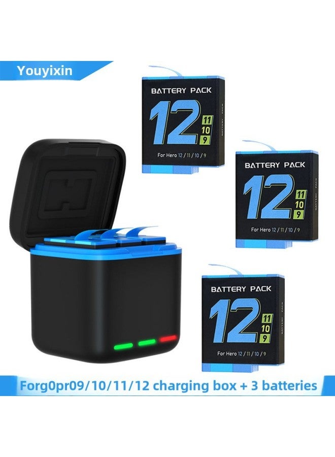 Generic Product Suitable For Gopro Hero12/11/10/9 Battery Charging Suit Fast Charging Charging Box +3 Batteries-Color:Battery Storage Three Charge + Three Battery - Image 2