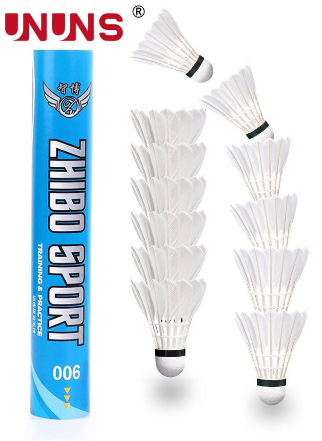 UNUNS Shuttlecocks Set,12 Pcs Badminton Balls,Goose/Duck Feather Head Shuttlecocks With Storage Tube,Sports Training Equipment For Trainers,Amateurs,Beginners,Indoor Outdoor Game  - Image 1