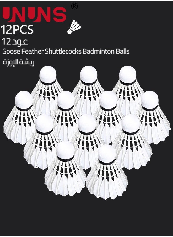 UNUNS Shuttlecocks Set,12 Pcs Badminton Balls,Goose/Duck Feather Head Shuttlecocks With Storage Tube,Sports Training Equipment For Trainers,Amateurs,Beginners,Indoor Outdoor Game  - Image 3