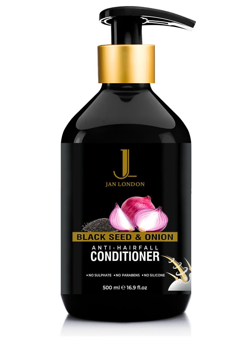 JAN LONDON Black Seed & Onion Anti-Hairfall Conditioner | Intensive Strengthening & Moisturizing Hair Treatment | Sulfate-Free, Paraben-Free, Silicone-Free | Reduces Hair Fall & Breakage | 500ml  - Image 1