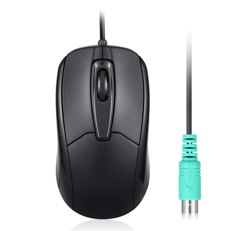 Perixx Perimice-209 P, Wired PS2 Mouse with 1000 DPI Resolution, Black, (10442) - Image 1