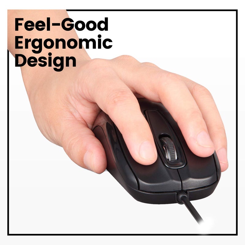 Perixx Perimice-209 P, Wired PS2 Mouse with 1000 DPI Resolution, Black, (10442) - Image 3