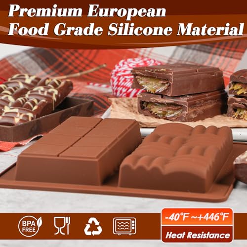Koluti Nonstick Silicone Chocolate Bar Mold, 1 Inch Deep Dubai Chocolate Decor Baking Rectangle Molds, 2-Cavities Large and Thick Candy DIY Mould for Filling Knafeh Stuffed Pistachio Bar - Image 5