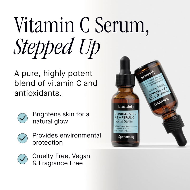 Brandefy Vitamin C Face Serum 15% L. Ascorbic Acid, Ferulic Acid .5% + Vitamin E for Self Care and Beauty, Face Dark Spot Corrector and Anti Aging 1oz, Made In The USA - Image 2