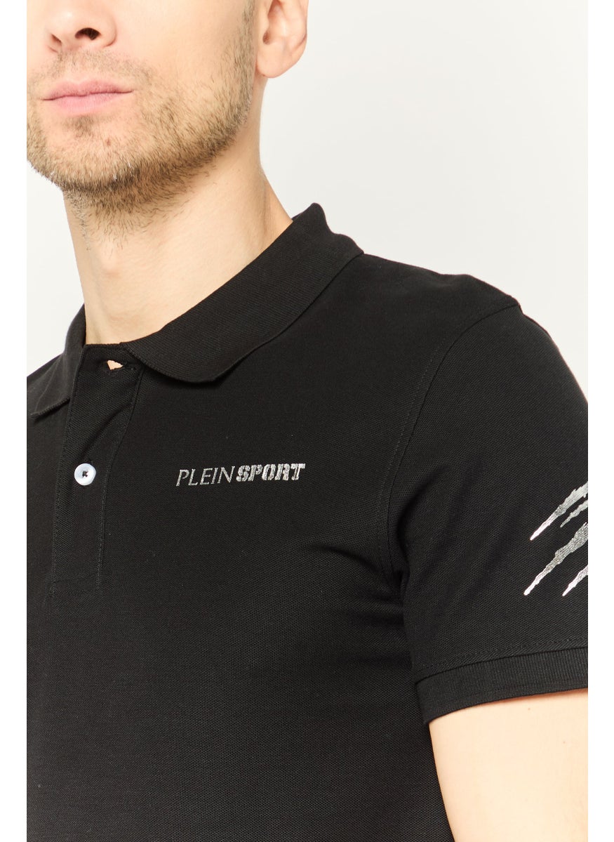 Plein Sport - Men Sportswear Fit Short Sleeves Outdoor Polo Shirt, Black - Image 1