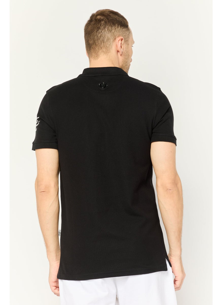 Plein Sport - Men Sportswear Fit Short Sleeves Outdoor Polo Shirt, Black - Image 1