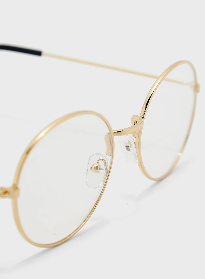 Ginger Rounded Clear Lens Sunglasses