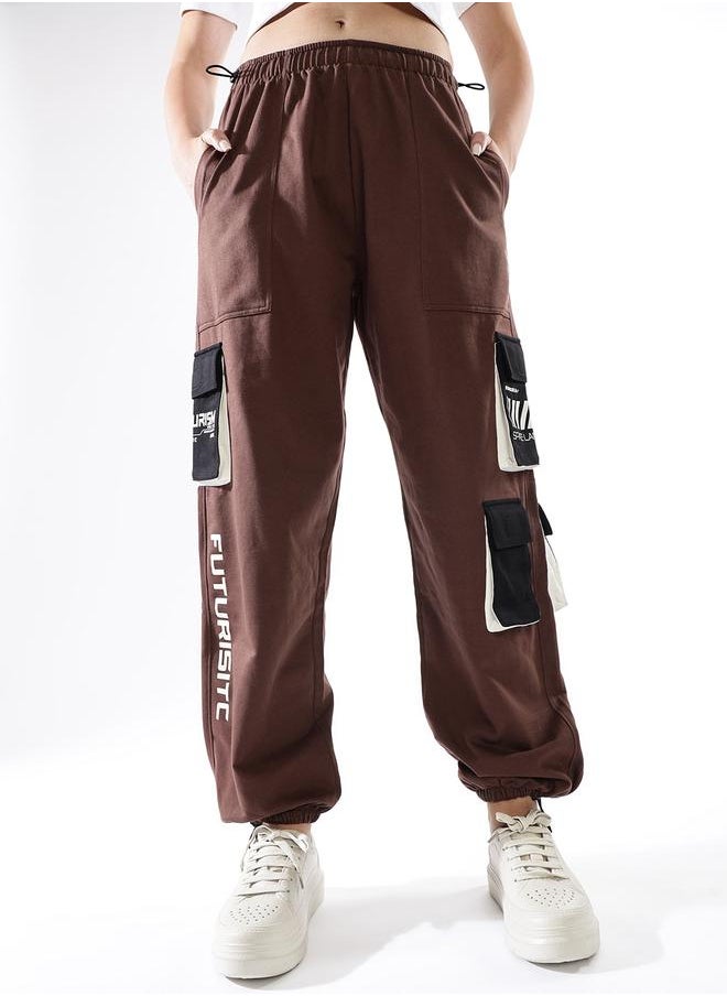 Hubberholme Women Cotton Printed Relaxed-Fit Cargo Joggers  - Image 4