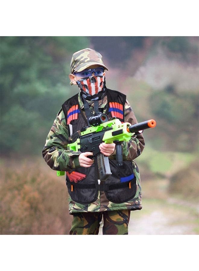 Beauenty Sets Kids Tactical Vest Kit Kids Elite Tactical Vest Kit For Nerf N strike Elite Series 2 Pack Jacket with 2 Wrist Bands 2 Quick Reload Clips 2 Protective Glasses 40 Bullets and 2 Face Tube Mask - Image 4