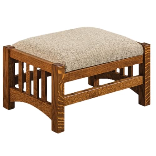 MD Decor Sheesham Wood Ottoman with Padded Cushion – Handcrafted Wooden Footrest Stool for Living Room, Bedroom & Office | Vintage Design Bench for Home Décor & Comfortable Seating (Natural Finish) - Image 1