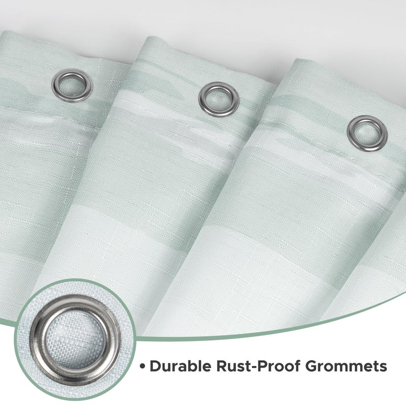 Sunlit OMBRE SAGE GRAY SLUBBED SLUBBED SARTAIN SAGE GREEN و WHITE Stripe Stripe Stertains for Bathroom Decoration Wave Striped Bathrate Stertains 71x71 - Image 5