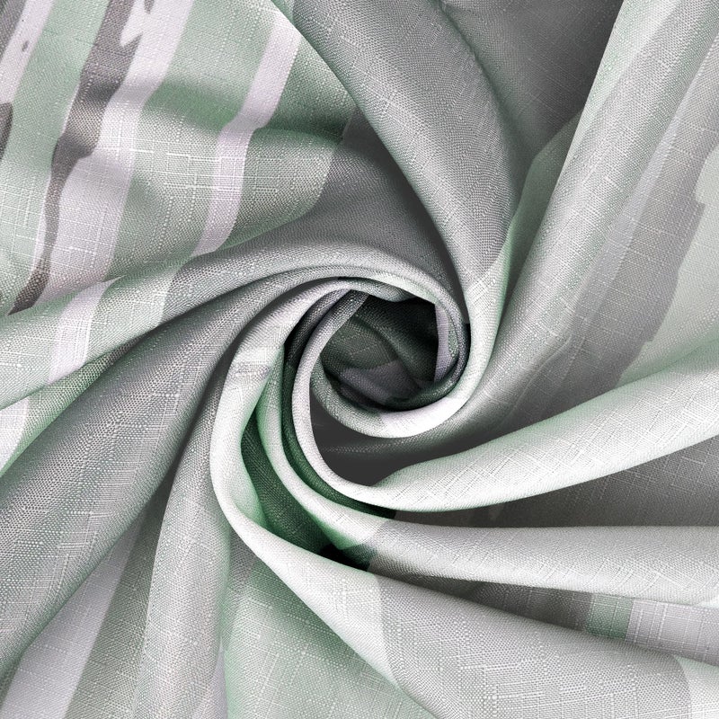 Sunlit OMBRE SAGE GRAY SLUBBED SLUBBED SARTAIN SAGE GREEN و WHITE Stripe Stripe Stertains for Bathroom Decoration Wave Striped Bathrate Stertains 71x71 - Image 4