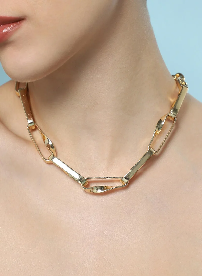 SOHI Women's Chunky Twirl-Link Minimal Necklace Chain