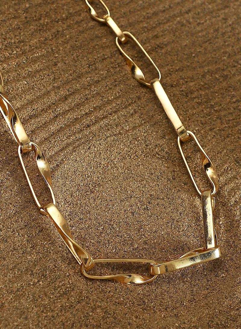 SOHI Women's Chunky Twirl-Link Minimal Necklace Chain