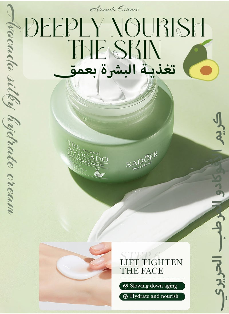 SADOER - Avocado Skincare Set, 6-In-1 Halal  Skincare Gift Set With Facial Cleanser, Face Serum, Face Cream, Eye Cream, Toner & Lip Balm, Organic, Hydrating Kit,Anti-Aging Skin Care Kit For Women, Birthday Gifts Set For Teen Girls - Image 1