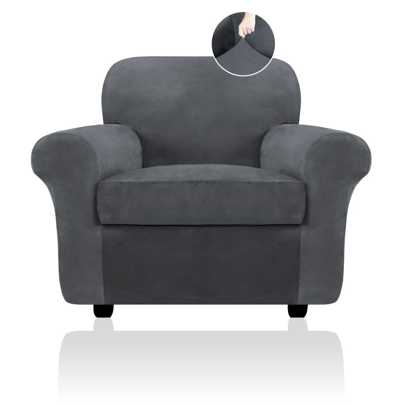 FestiCorp Sofa Cover Velvet Couch Covers for Dogs Stretch Sofa Slipcovers Thick Furniture Covers for Pets Washable Chair Cover Armchair Grey
