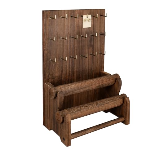 Ikee Design 18 Hooks and 2 Removable Bars Wood Jewelry Holder Organizer Stand Earring Bracelet Jewelry Display Stand Organizer Necklace Bracelet Holder Brown Color - Image 3