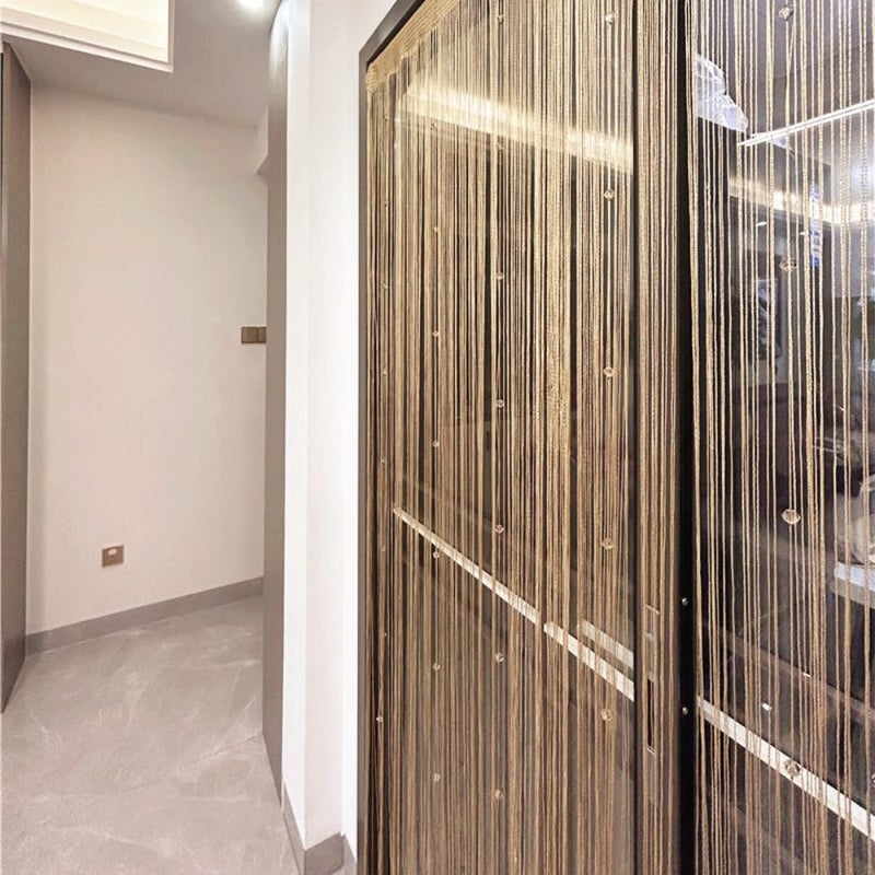 Eve Split Decorative Door String Curtain Wall Panel Fringe Window Room Divider Blind for Wedding Coffee House Restaurant Parts Crystal Tassel Screen Home Decoration Champagne002