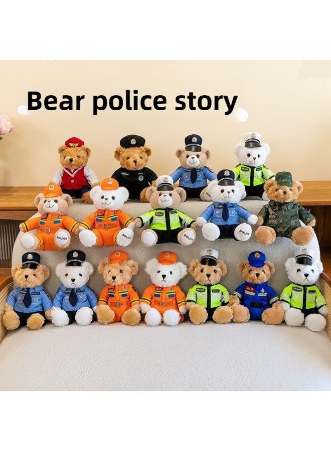 Corn Doll Special Police Bear Police Doll Traffic Police Bear Fire Souvenir Promotional Gifts-Specifications:Traffic Police White-Color:35cm  - Image 2