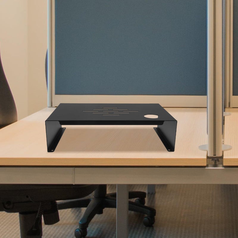 Dark Steel Monitor Stand with Storage Shelf Desktop Riser for Home Office Use - Image 5