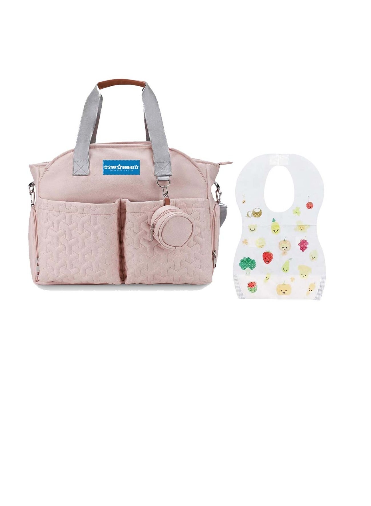 Star Babies (Disposable Bibs 36pcs with Diaper Bag Caddy New) - Pink