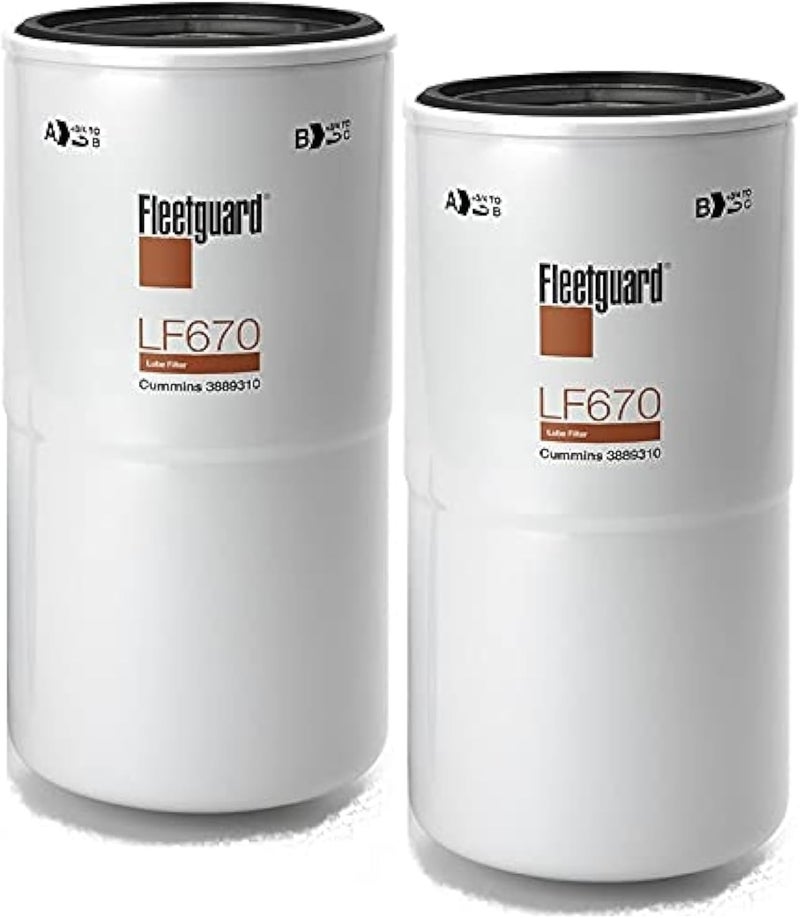 Genuine - Cummins Filtration LF670 Lube, Full-Flow Spin-On (Pack of 2), Replaces Baldwin B95, Donaldson P550671, Luber Finer LFP670, Wix 51970