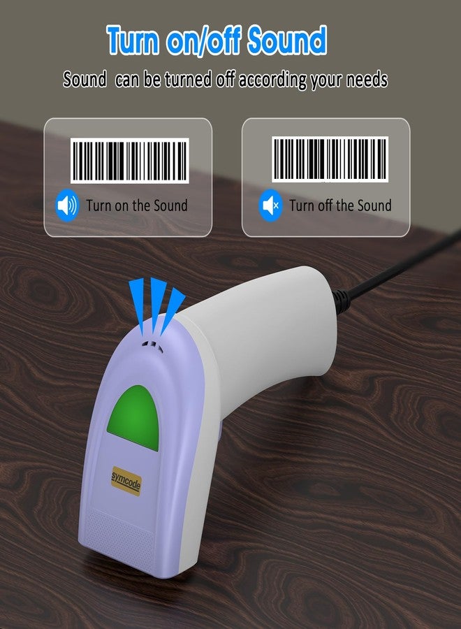 سيمكود ماسح ضوئي للباركود أحادي الأبعاد من Symcode يعمل بمنفذ USB، قارئ باركود ليزري CCD سلكي محمول باليد، يدعم مسح الشاشة، ماسح باركود UPC للمستودعات والمكتبات والمتاجر الكبرى ونقاط البيع - Image 5