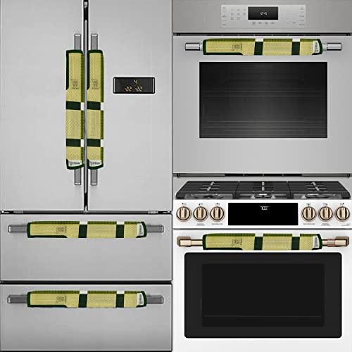 E-Retailer® Polyester 3-Layered Fridge Handle Cover Set of 2Pcs. for Refrigerator and Microwave Oven (Color-Green Geometric, Size-12x6 Inch) - Image 3