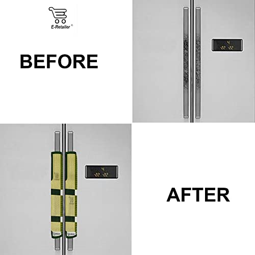 E-Retailer® Polyester 3-Layered Fridge Handle Cover Set of 2Pcs. for Refrigerator and Microwave Oven (Color-Green Geometric, Size-12x6 Inch) - Image 5