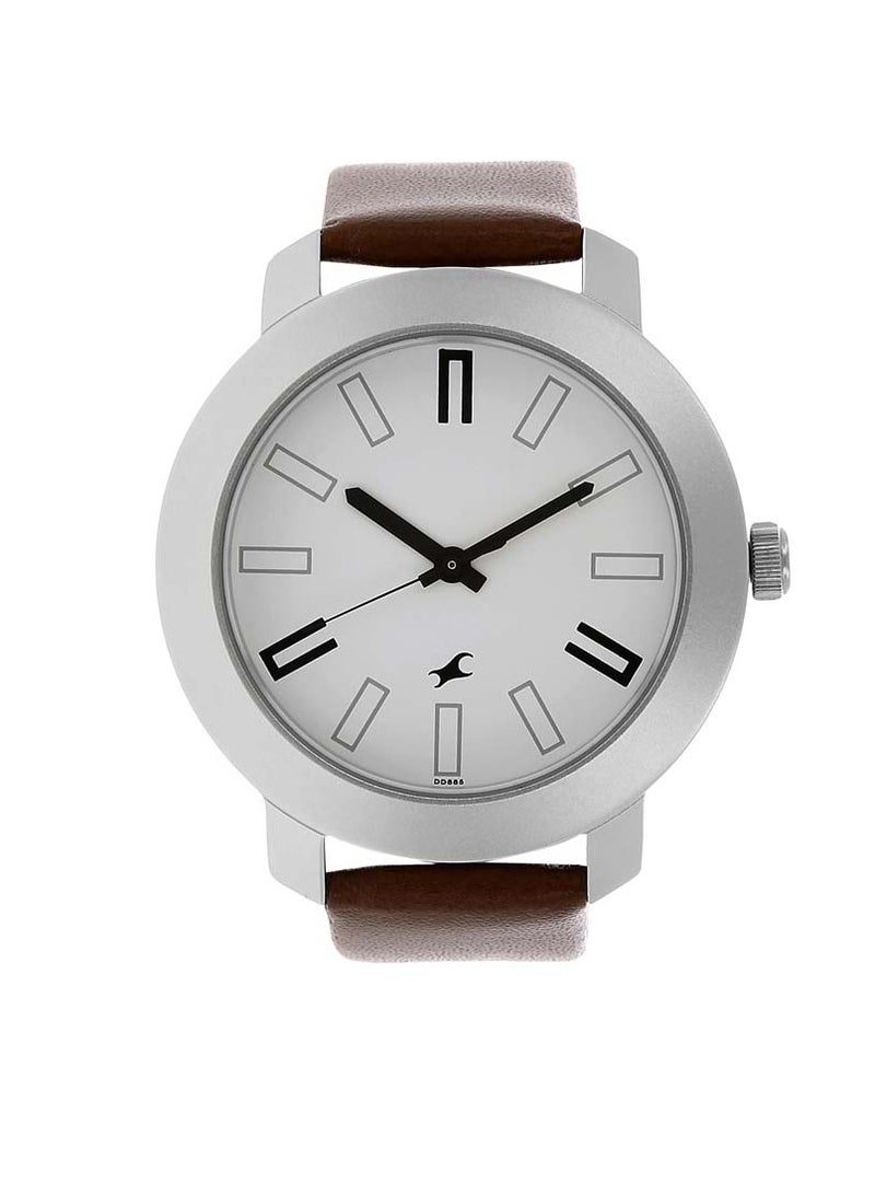 fastrack Fastrack Quartz Analog White Dial Leather Strap Watch for Guys  - Image 1