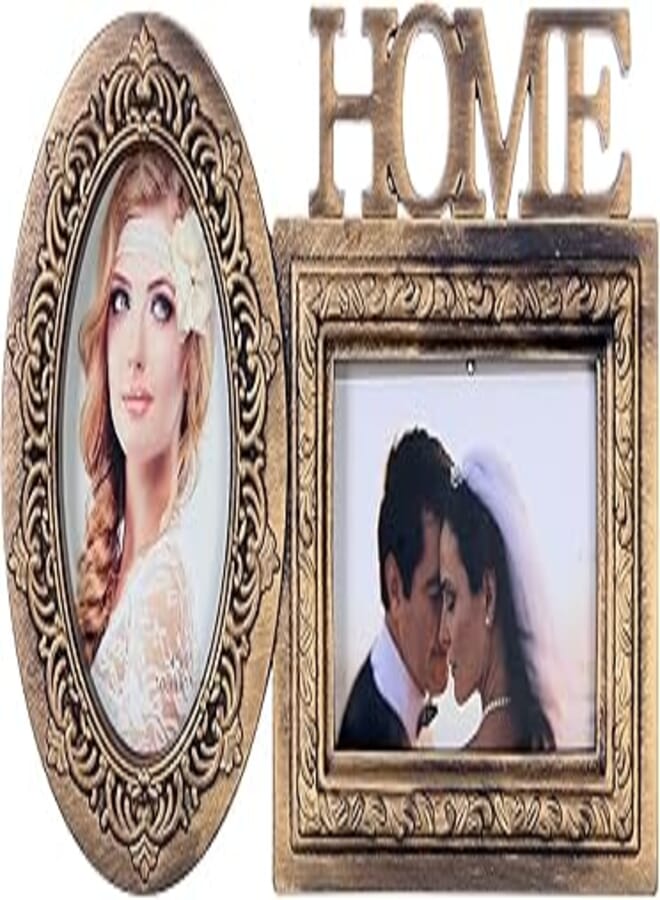 Photo frame h609-2 home, 2 pictures - gold