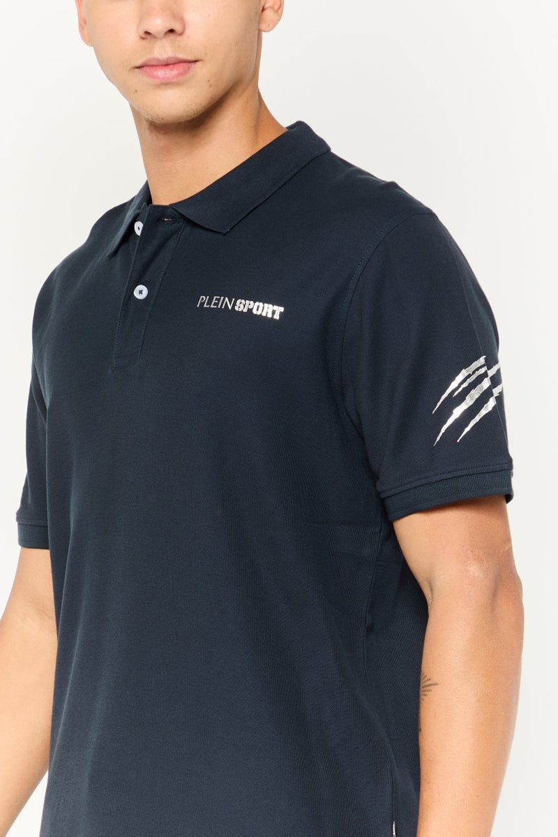 PHILIPP PLEIN تي شيرت بولو رياضي للرجال بأكمام قصيرة من بلاين سبورت، أزرق داكن - Image 3