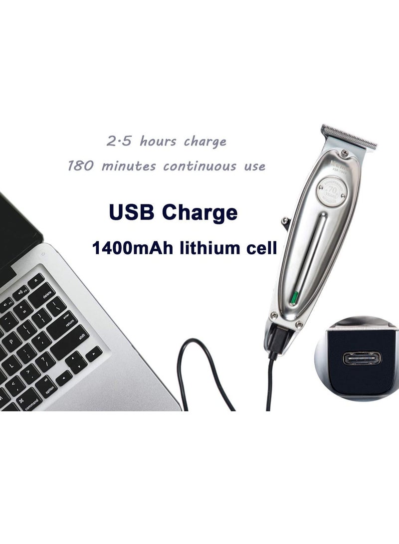 مقص شعر احترافي قابل لإعادة الشحن وبدون سلك وقت التشغيل: 120 دقيقة ماكينة حلاقة للرجال (فضي) - Image 2