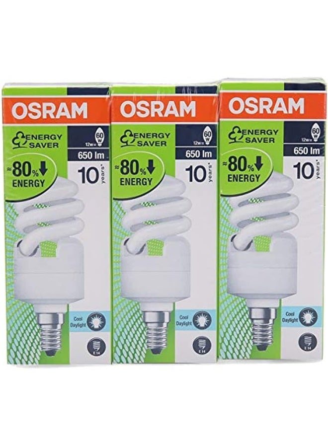 Osram Mini Twist Energy Saver Bulbs (White, Pack of 3)