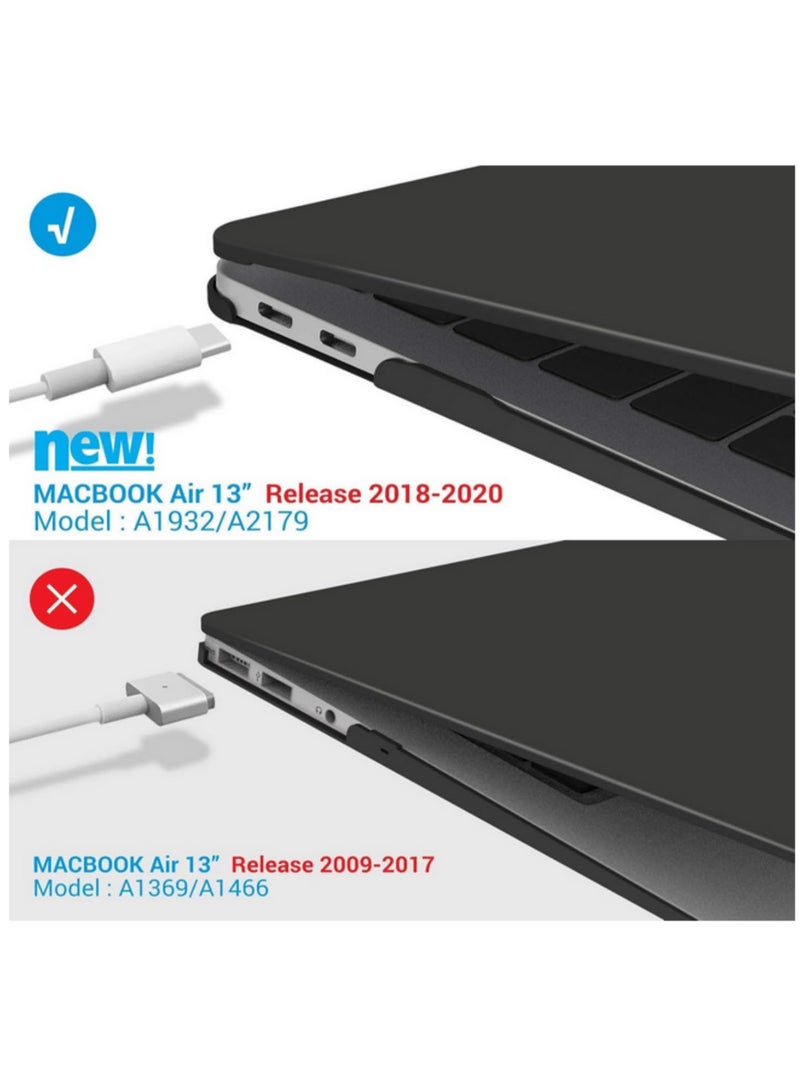1pcs for MacBook Air 13 inch Case 2022 2021 2020 2019 2018 Release A2337 M1 A2179 A1932 Retina Display with Touch ID Protective Plastic Hard Shell Case Cover Mate Black - Image 4